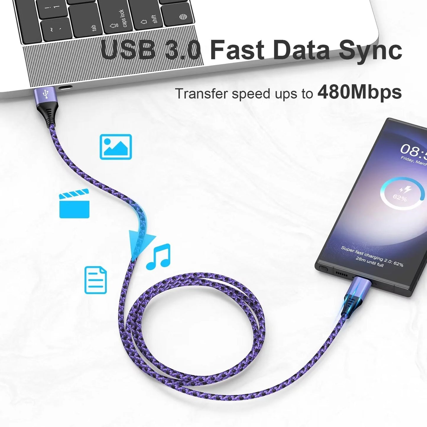 Charging Block,Type C Charger Block Fast Charging  3PCS 1A/5V Usb Wall Charger Block Adapter Plug with 3PCS Type C Charging Cables 6Ft USB C Cable High Speed Android Charger Phone Cords Type C